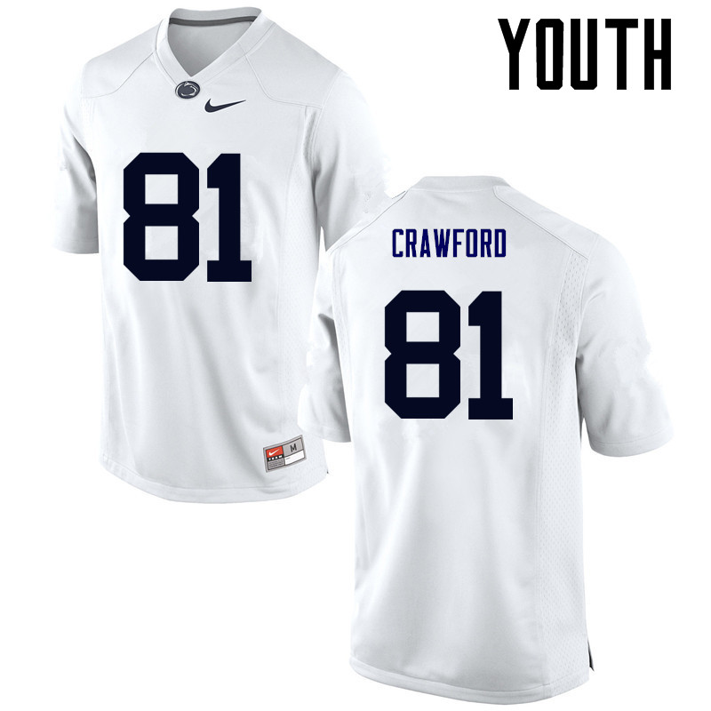 NCAA Nike Youth Penn State Nittany Lions Jack Crawford #81 College Football Authentic White Stitched Jersey LHI5798LT